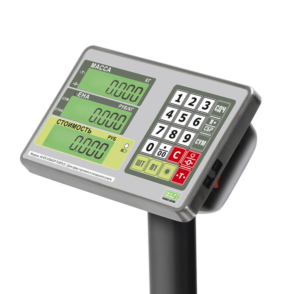 Торговые напольные весы M-ER 335 ACP-150.20 "TURTLE" с расчетом стоимости товара LCD (3113)